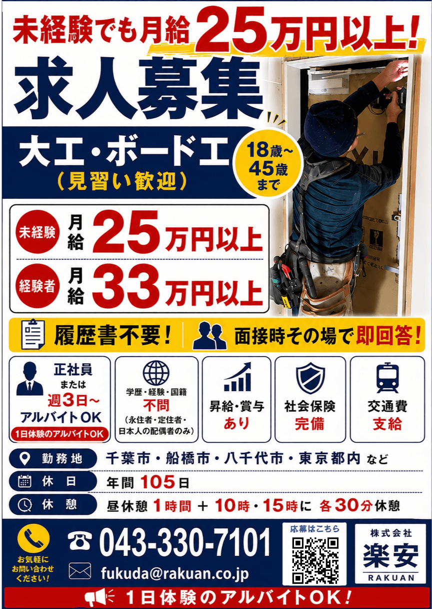 株式会社楽安 求人ポスター